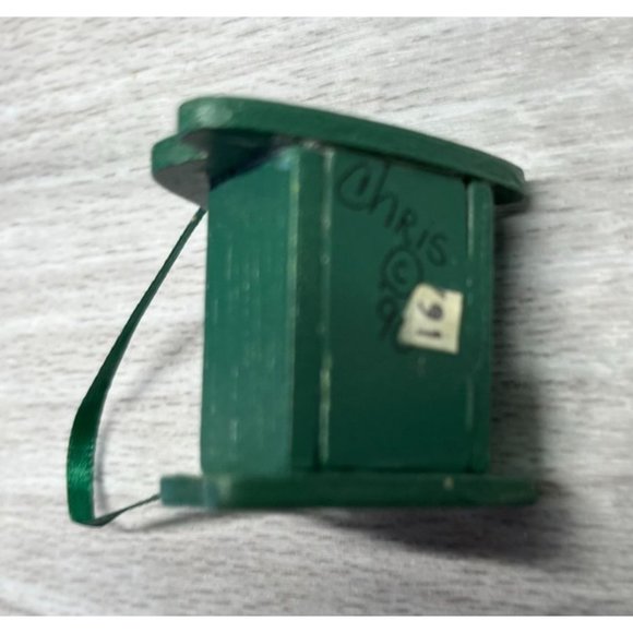 Green Baby Cradle Christmas Tree Ornament Wood Vintage Rock a Bye 1.25 Inch - Picture 4 of 7